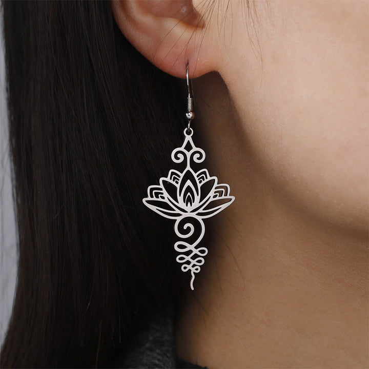 Buddha Stones Puste Kwiat Lotosu Stal nierdzewna Oświecenie Metalowe Drop