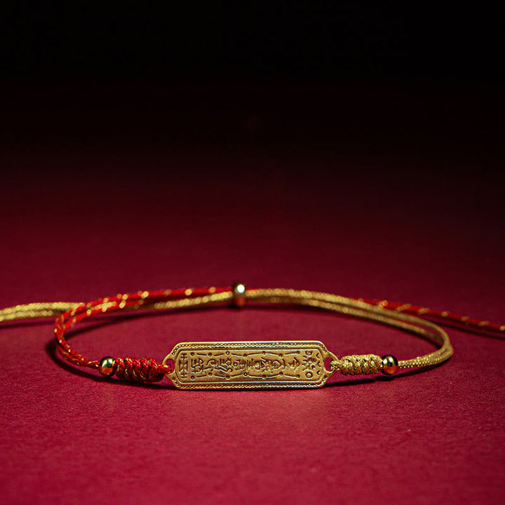 Buddha Stones 14K pozłacana miedź amulet ochrona czerwona złota bransoletka sznurkowa