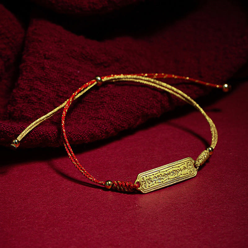 Buddha Stones 14K pozłacana miedź amulet ochrona czerwona złota bransoletka sznurkowa