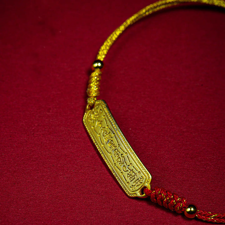 Buddha Stones 14K pozłacana miedź amulet ochrona czerwona złota bransoletka sznurkowa
