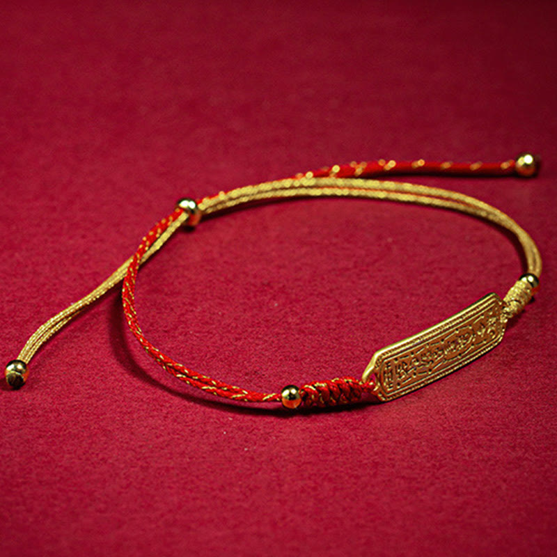 Buddha Stones 14K pozłacana miedź amulet ochrona czerwona złota bransoletka sznurkowa