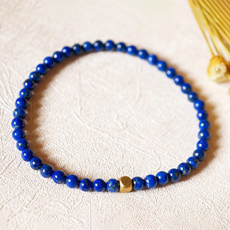 Bransoletka z Buddha Stones 4 mm ultracienkie koraliki lazurytowe do samodzielnej pielęgnacji