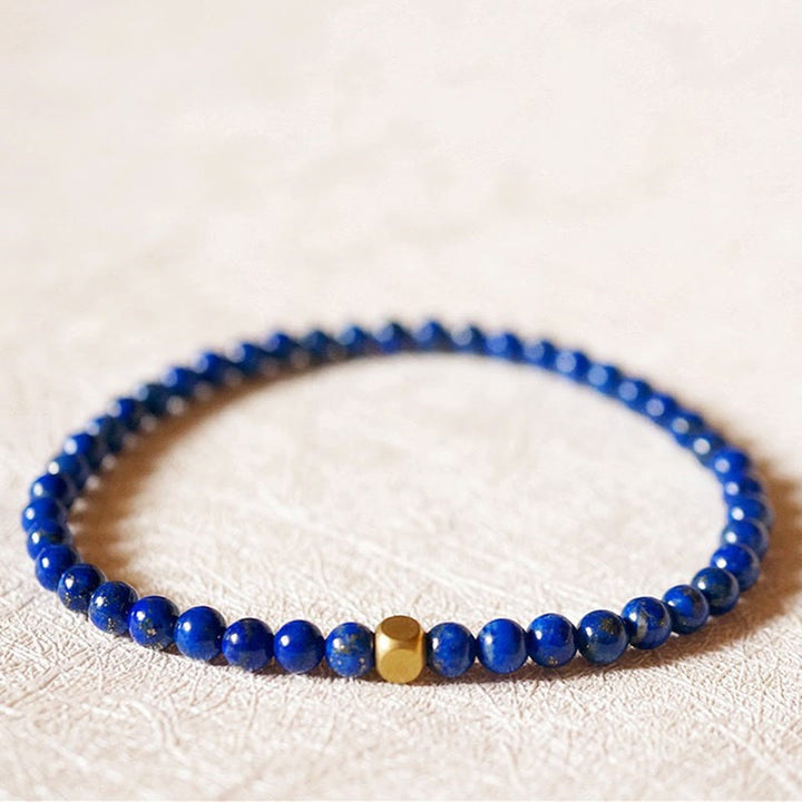 Bransoletka z Buddha Stones 4 mm, ultracienkie koraliki lazurytu i lapis lazuli, do pielęgnacji ciała - Lazuryt 4 mm (obwód nadgarstka: 14-16 cm) - image 0