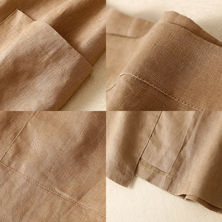 Buddha Stones Vintage Lato Asymetryczna Wysoka Talia Spódnica Damska Bawełniana Lniana Z Kieszeniami - image 13