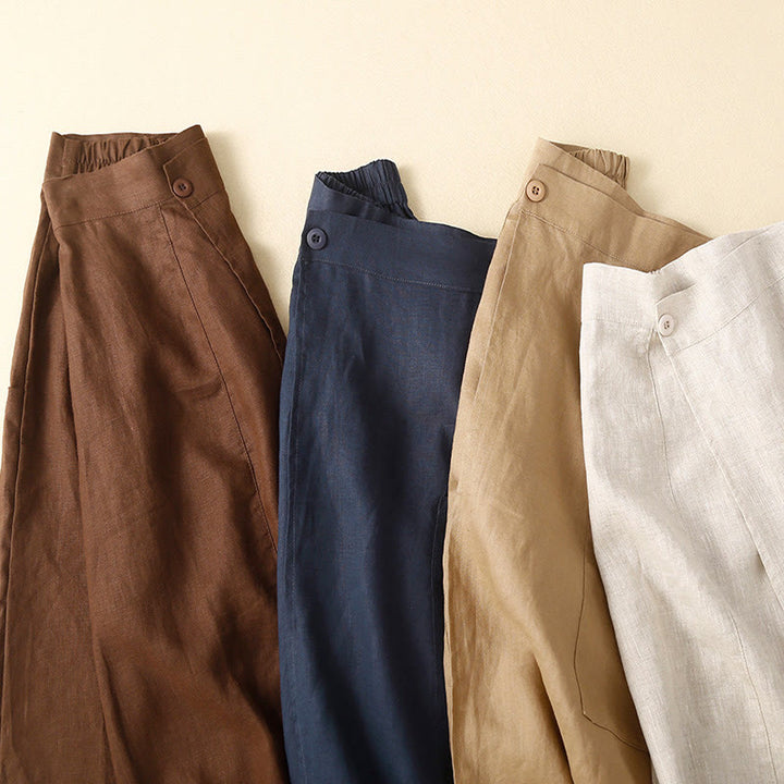 Buddha Stones Vintage Lato Asymetryczna Wysoka Talia Spódnica Damska Bawełniana Lniana Z Kieszeniami - image 18