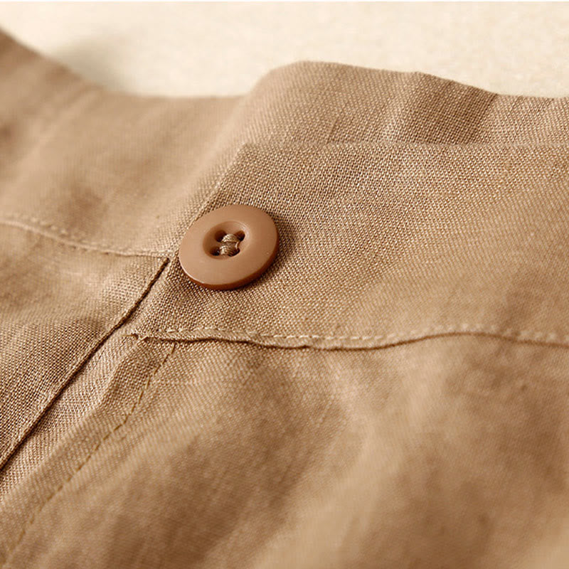 Buddha Stones Vintage Lato Asymetryczna Wysoka Talia Spódnica Damska Bawełniana Lniana Z Kieszeniami - image 11