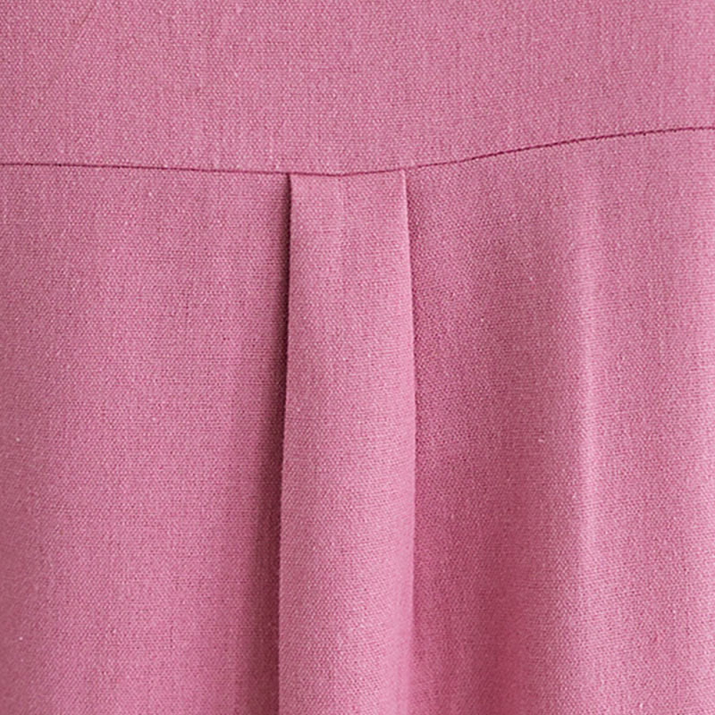 Buddha Stones Casual Codzienny Czysty Kolor Guziki Projekt Krótki Rękaw Bawełna Len Midi Sukienka Z Kieszeniami - image 7