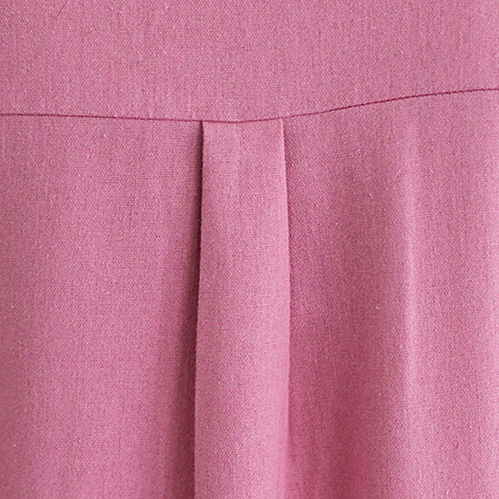 Buddha Stones Casual Codzienny Czysty Kolor Guziki Projekt Krótki Rękaw Bawełna Len Midi Sukienka Z Kieszeniami - image 7