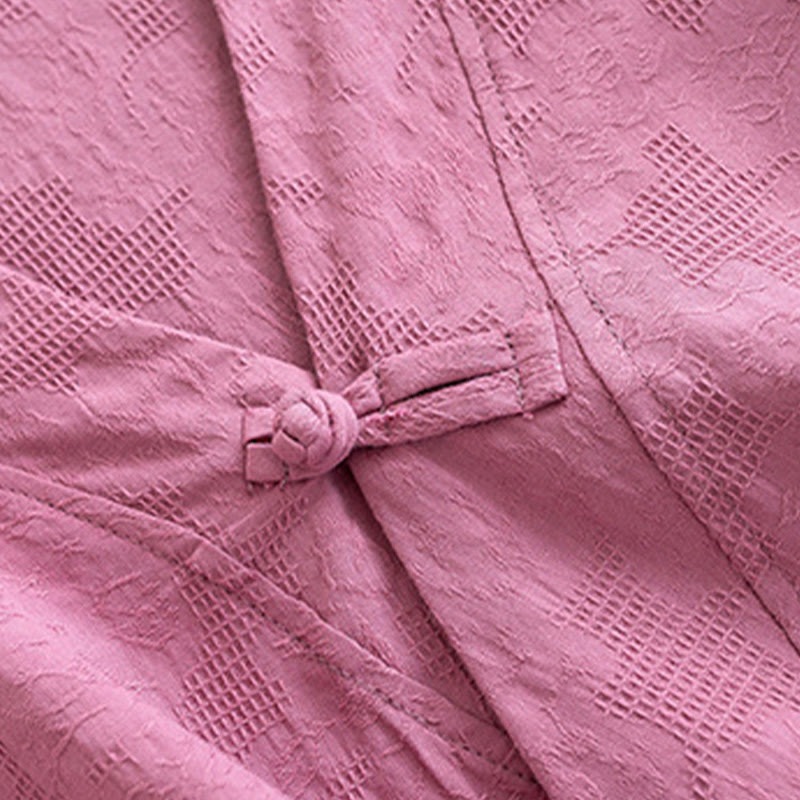 Buddha Stones Koszula damska z długim rękawem i guzikami w jednolitym kolorze, z bawełny i lnu Zen - image 16