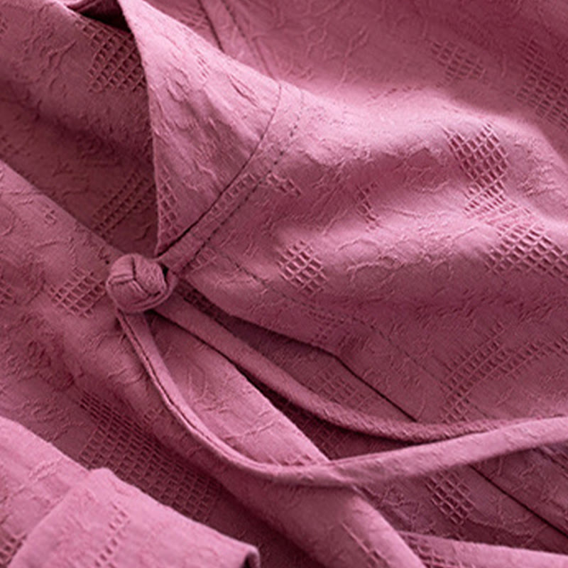 Buddha Stones Koszula damska z długim rękawem i guzikami w jednolitym kolorze, z bawełny i lnu Zen - image 17