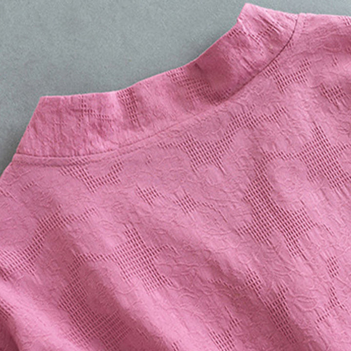 Buddha Stones Koszula damska z długim rękawem i guzikami w jednolitym kolorze, z bawełny i lnu Zen - image 14