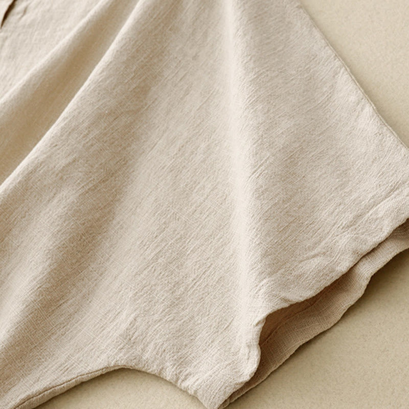 Koszulka damska z okrągłym dekoltem i luźnym półrękawem z bawełny i lnu Buddha Stones