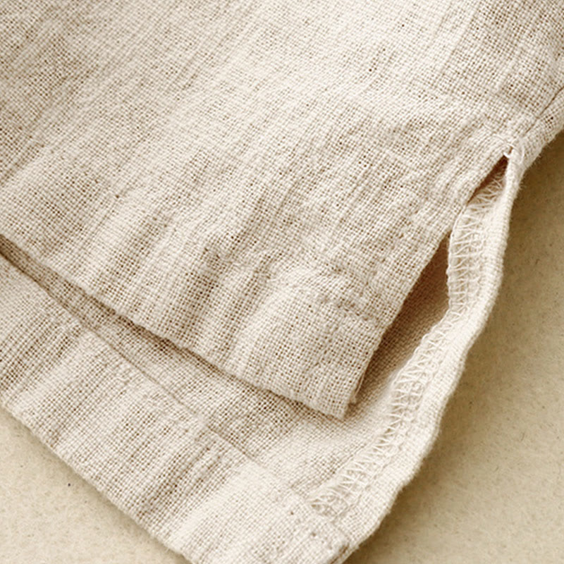 Koszulka damska z okrągłym dekoltem i luźnym półrękawem z bawełny i lnu Buddha Stones