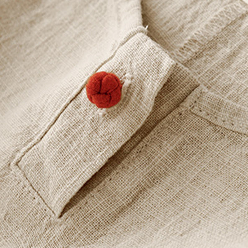 Koszulka damska z okrągłym dekoltem i luźnym półrękawem z bawełny i lnu Buddha Stones