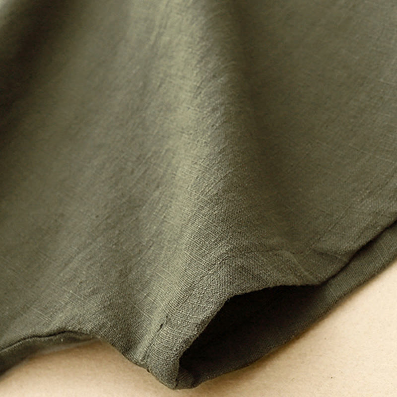 Koszulka damska z okrągłym dekoltem i luźnym półrękawem z bawełny i lnu Buddha Stones