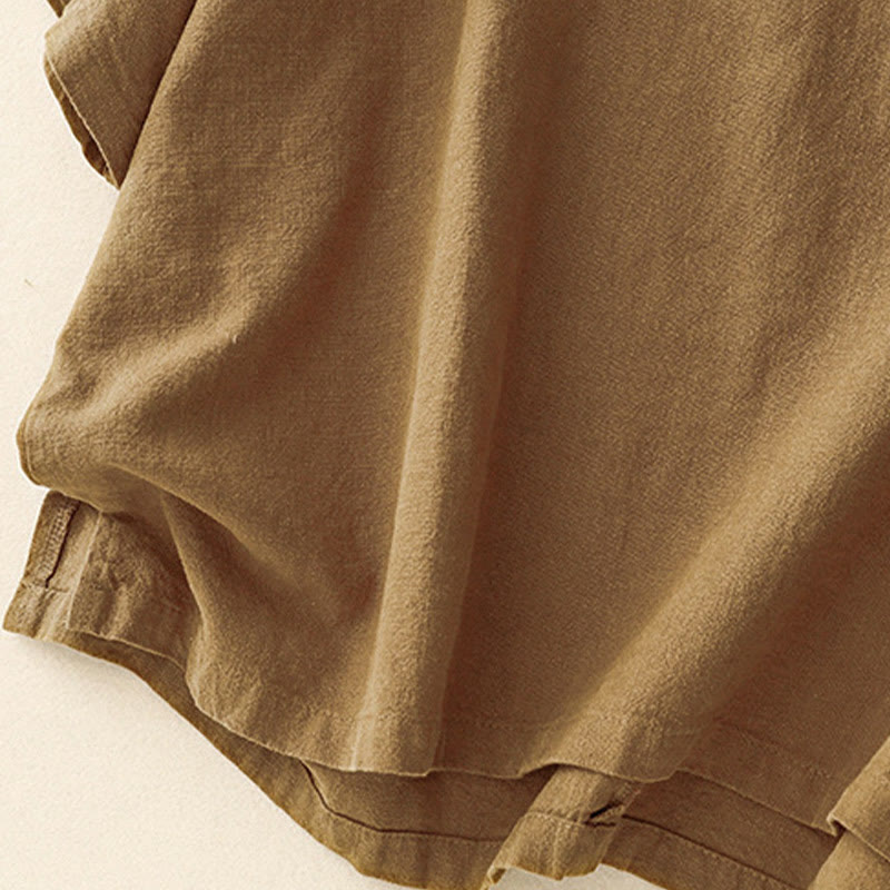 Koszulka damska z okrągłym dekoltem i luźnym półrękawem z bawełny i lnu Buddha Stones