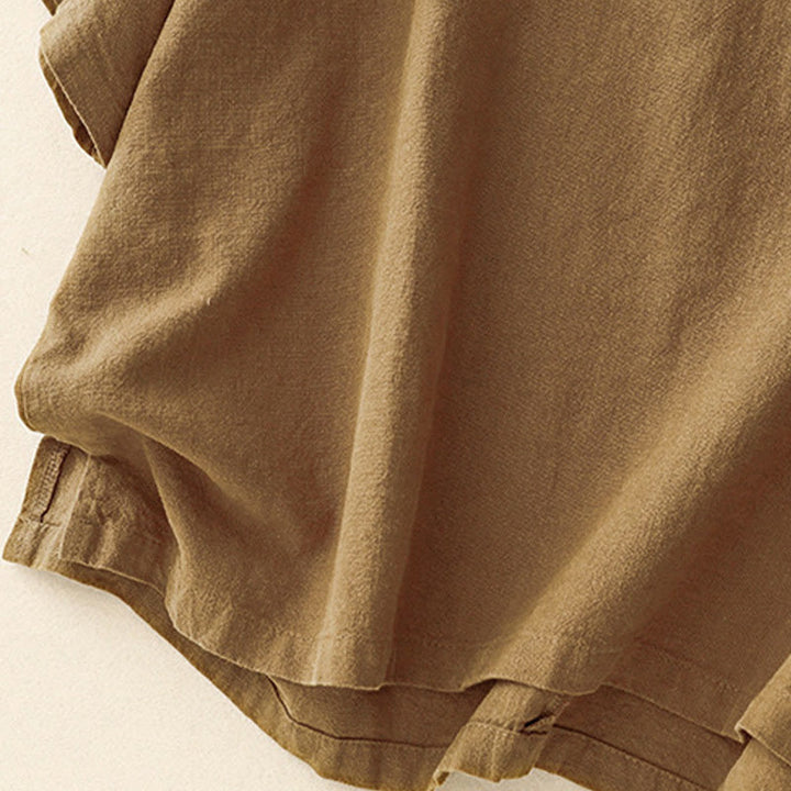 Koszulka damska z okrągłym dekoltem i luźnym półrękawem z bawełny i lnu Buddha Stones