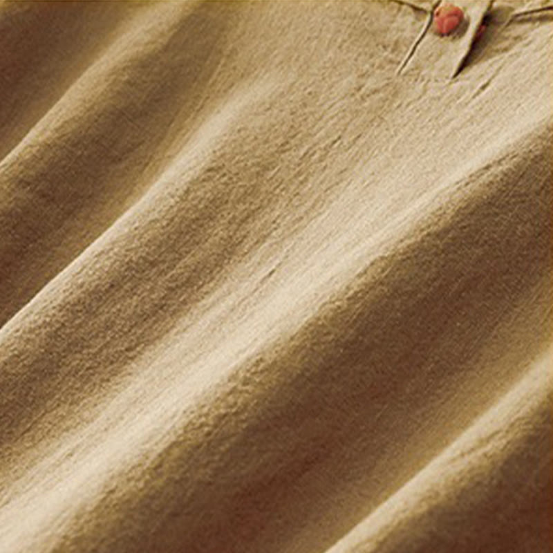 Koszulka damska z okrągłym dekoltem i luźnym półrękawem z bawełny i lnu Buddha Stones