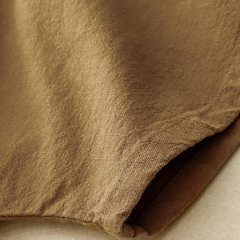 Koszulka damska z okrągłym dekoltem i luźnym półrękawem z bawełny i lnu Buddha Stones