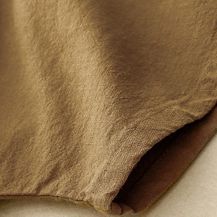 Koszulka damska z okrągłym dekoltem i luźnym półrękawem z bawełny i lnu Buddha Stones