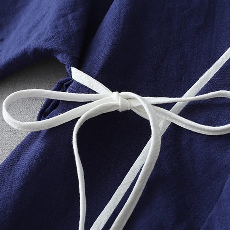 Koszula damska z nadrukiem Buddha Stones , swobodnym krojem, kolorowymi przeszyciami, dekoltem w serek, rękawami trzy czwarte, bawełną i lnem - image 2