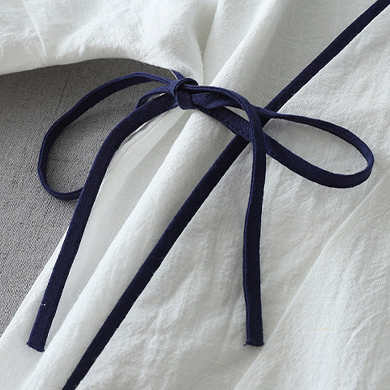 Koszula damska z nadrukiem Buddha Stones , swobodnym krojem, kolorowymi przeszyciami, dekoltem w serek, rękawami trzy czwarte, bawełną i lnem - image 10