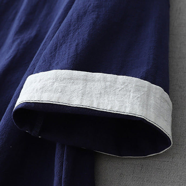 Koszula damska z nadrukiem Buddha Stones , swobodnym krojem, kolorowymi przeszyciami, dekoltem w serek, rękawami trzy czwarte, bawełną i lnem