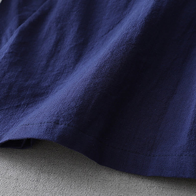 Koszula damska z nadrukiem Buddha Stones , swobodnym krojem, kolorowymi przeszyciami, dekoltem w serek, rękawami trzy czwarte, bawełną i lnem