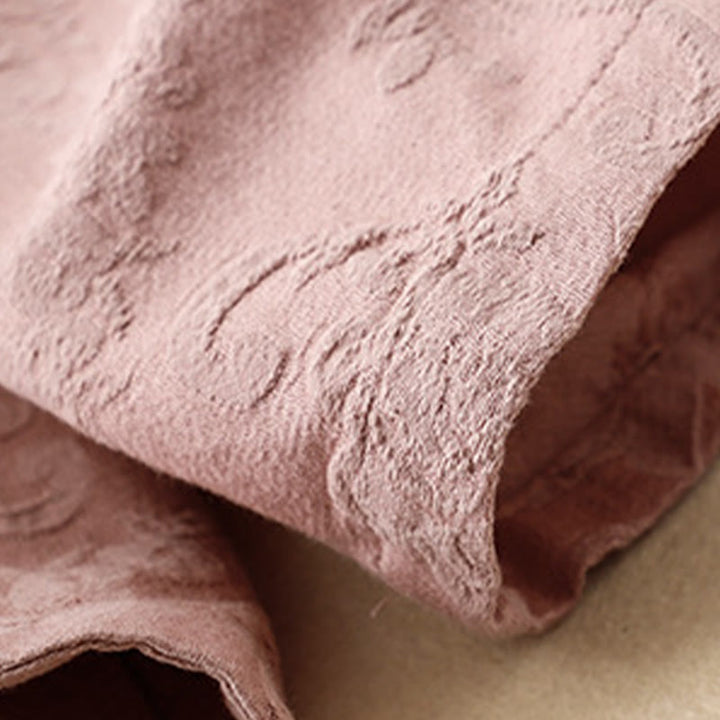 Buddha Stones Haftowane Kwiaty Trawa Żaba-Guzik Długa Koszulka Damska Bawełniana Z Długim Rękawem - image 9