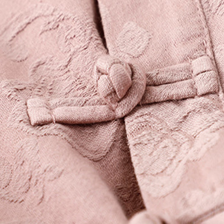 Buddha Stones Haftowane Kwiaty Trawa Żaba-Guzik Długa Koszulka Damska Bawełniana Z Długim Rękawem - image 10