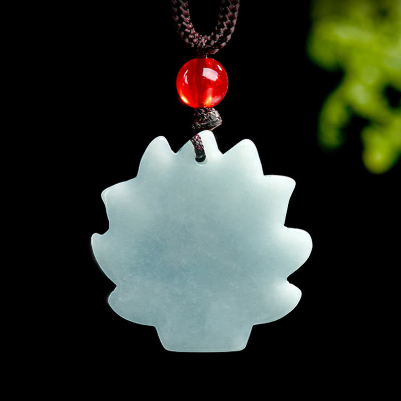Naszyjnik Buddha Stones Naturalny Zielony Jade Dziewięcioogonowy Lis Obfitość Wisiorek