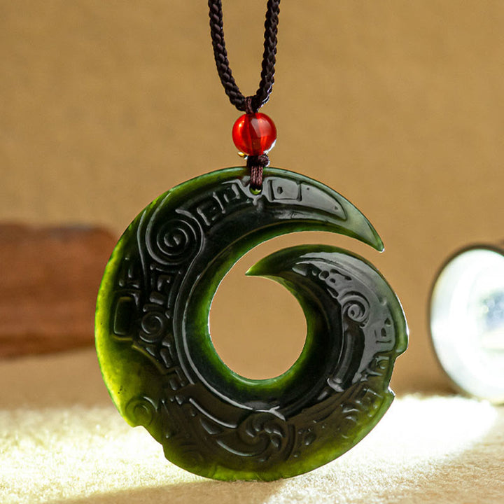 Buddha Stones Szczęście Poprawia Projekt Wzór Naturalny Hetian Cyan Jade Naszyjnik Sukces Wisiorek