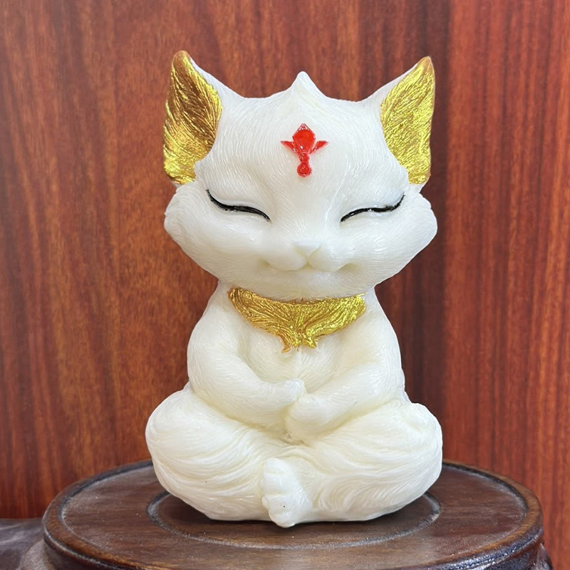 Buddha Stones Dziewięcioogonowy Lis Rzeźbiony Owoc Błogosławieństwo Dekoracja Domu - Lis Złoty Ivory Fruit 11*6*6cm - image 0