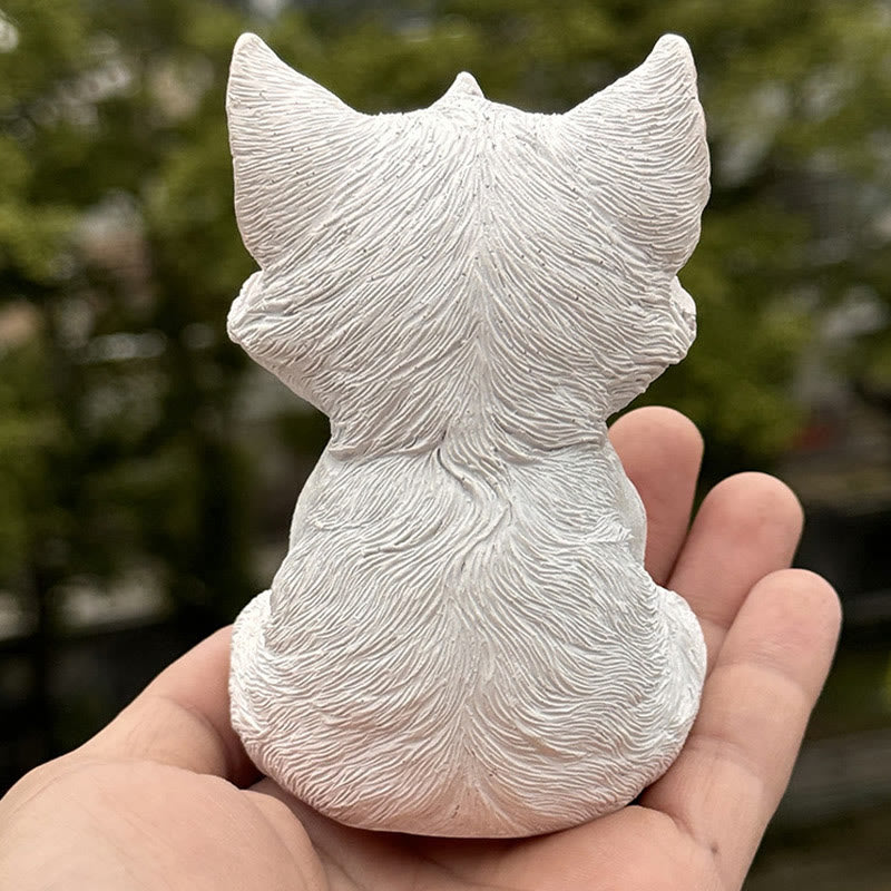 Buddha Stones Mały Dziewięcioogonowy Lis Siedzący Ochrona Żywica Dekoracja Domu