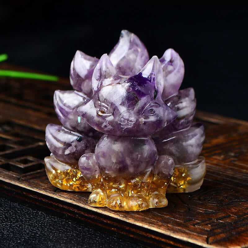 Buddha Stones Naturalne Różnorodne Kryształowe Truskawkowe Kwarcowe Ametystowe Dziewięcioogoniaste Ochrona Lisa Dekoracja Domu