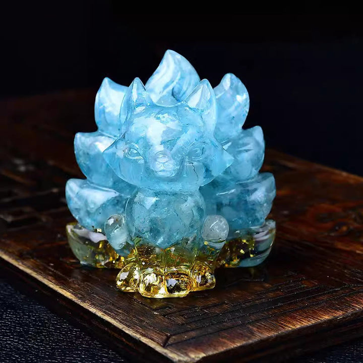 Buddha Stones Naturalne Różnorodne Kryształowe Truskawkowe Kwarcowe Ametystowe Dziewięcioogoniaste Ochrona Lisa Dekoracja Domu - Akwamaryn 5,5*4,5*5,5 cm - image 30