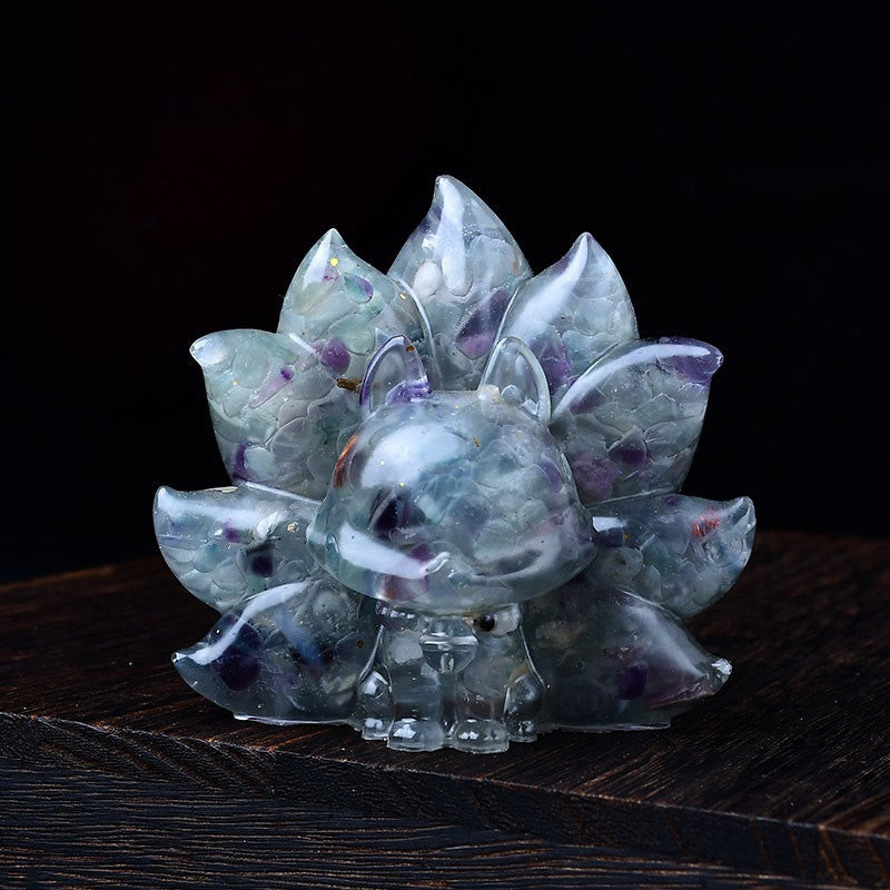 Buddha Stones Małe Różnorodne Kamień Różowy Kryształ Cytryn Ametyst Dziewięcioogonowy Lis Ciepło Dekoracja Domu - Fluoryt 8,8*6,9*8 cm - image 14