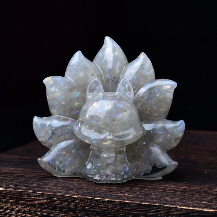 Buddha Stones Małe Różnorodne Kamień Różowy Kryształ Cytryn Ametyst Dziewięcioogonowy Lis Ciepło Dekoracja Domu - Kamień księżycowy 8,8*6,9*8 cm - image 20