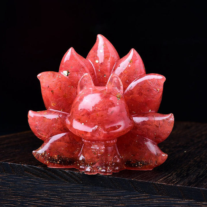 Buddha Stones Małe Różnorodne Kamień Różowy Kryształ Cytryn Ametyst Dziewięcioogonowy Lis Ciepło Dekoracja Domu - Czerwony kamień 8,8*6,9*8 cm - image 17