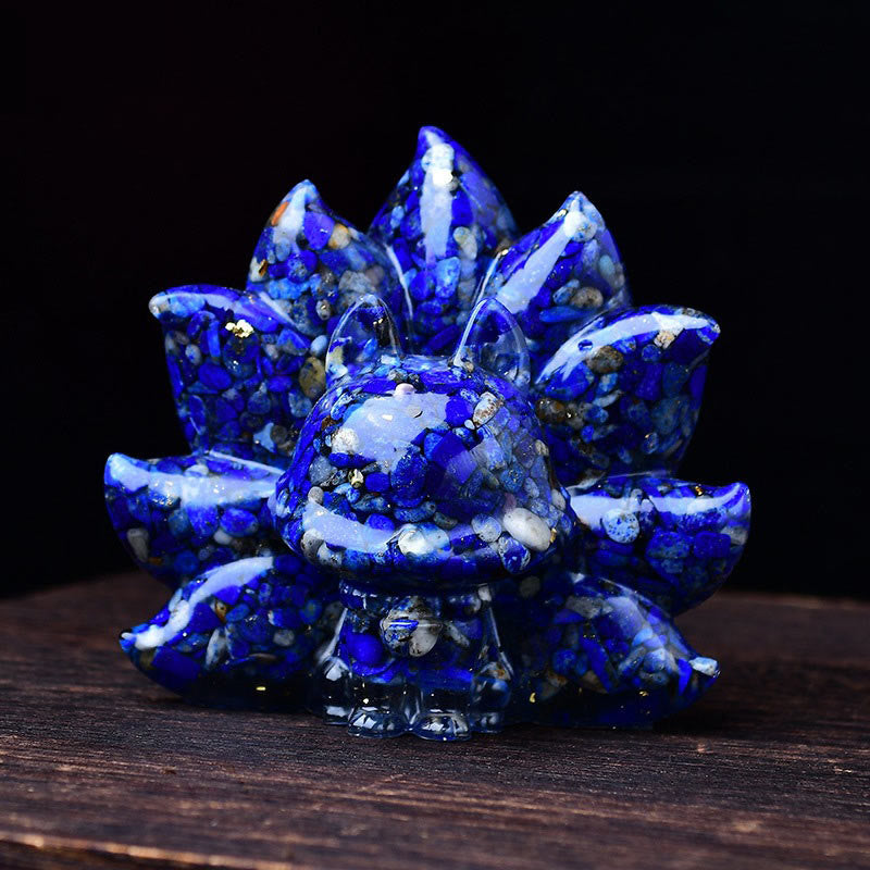Buddha Stones Małe Różnorodne Kamień Różowy Kryształ Cytryn Ametyst Dziewięcioogonowy Lis Ciepło Dekoracja Domu - Lazuryt 8,8*6,9*8 cm - image 18