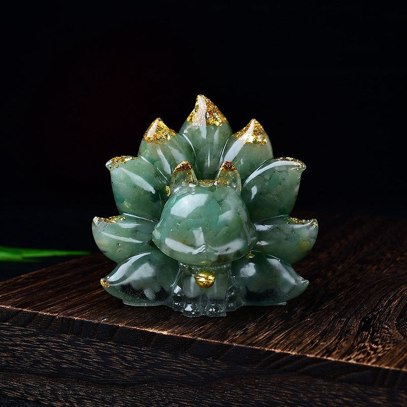 Buddha Stones Małe Różnorodne Kamień Różowy Kryształ Cytryn Ametyst Dziewięcioogonowy Lis Ciepło Dekoracja Domu - Zielony awenturyn 8,8*6,9*8 cm - image 24