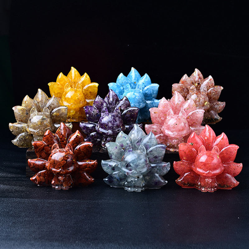 Buddha Stones Małe Różnorodne Kamień Różowy Kryształ Cytryn Ametyst Dziewięcioogonowy Lis Ciepło Dekoracja Domu