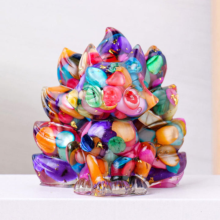 Buddha Stones Małe Różne Kamień Kwarc Truskawkowy Ametyst Zielony Awenturyn Dziewięcioogonowy Lis Uzdrawiający Dekoracja Domu