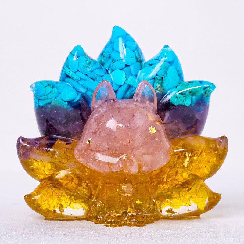 Buddha Stones Małe Różne Kamień Kwarc Truskawkowy Ametyst Zielony Awenturyn Dziewięcioogonowy Lis Uzdrawiający Dekoracja Domu