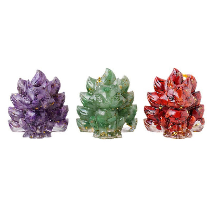 Buddha Stones Małe Różne Kamień Kwarc Truskawkowy Ametyst Zielony Awenturyn Dziewięcioogonowy Lis Uzdrawiający Dekoracja Domu