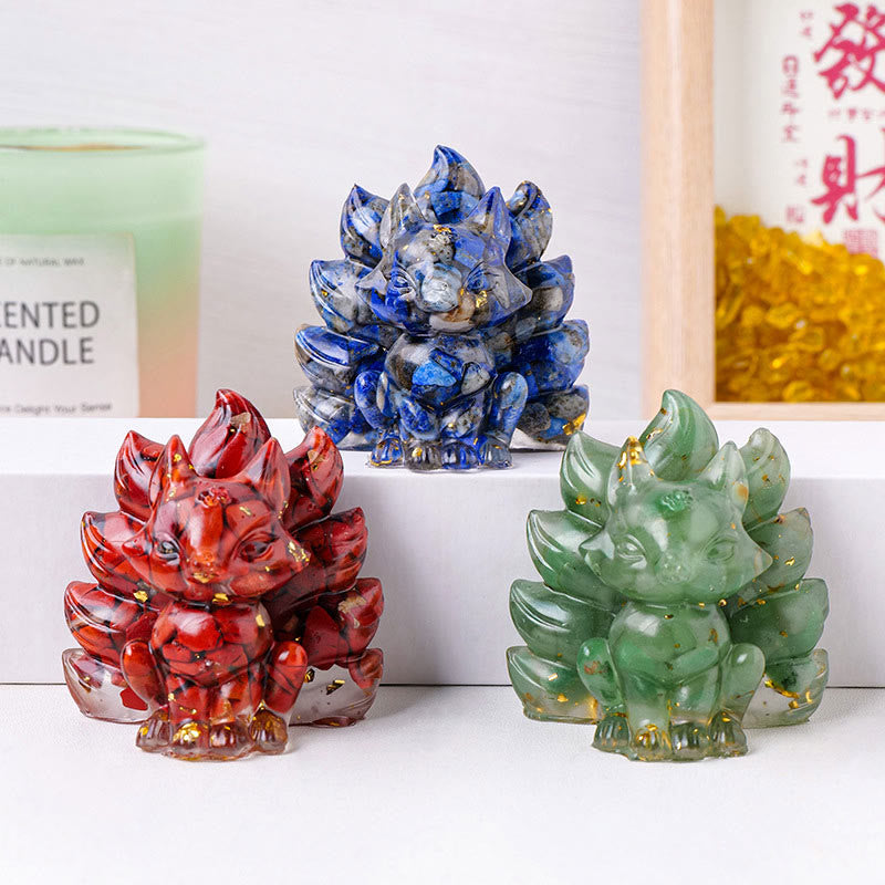 Buddha Stones Małe Różne Kamień Kwarc Truskawkowy Ametyst Zielony Awenturyn Dziewięcioogonowy Lis Uzdrawiający Dekoracja Domu - image 0