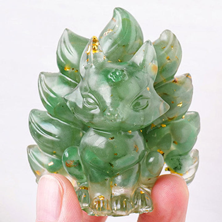 Buddha Stones Małe Różne Kamień Kwarc Truskawkowy Ametyst Zielony Awenturyn Dziewięcioogonowy Lis Uzdrawiający Dekoracja Domu