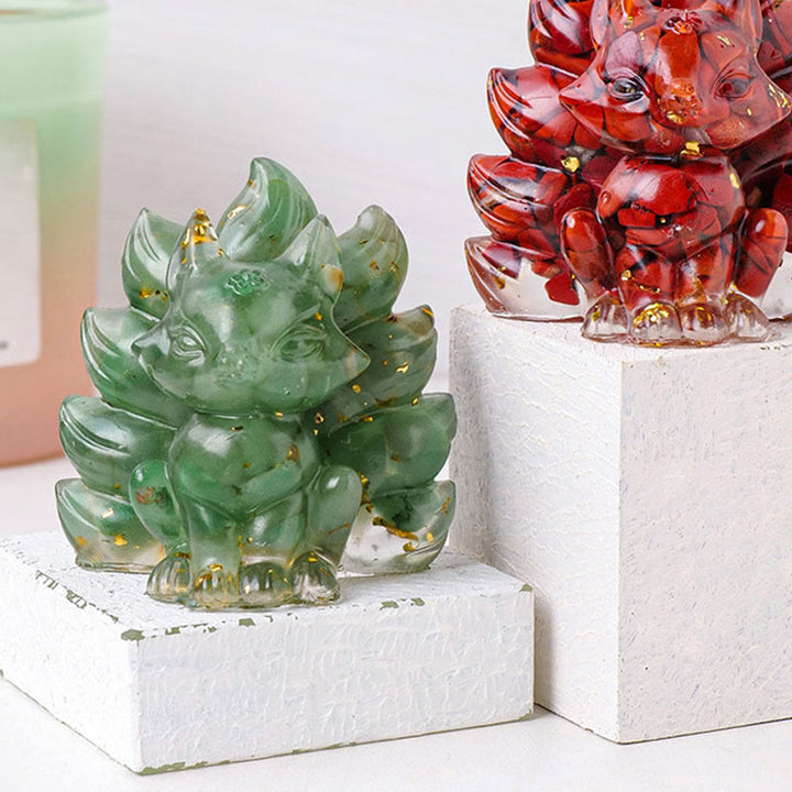 Buddha Stones Małe Różne Kamień Kwarc Truskawkowy Ametyst Zielony Awenturyn Dziewięcioogonowy Lis Uzdrawiający Dekoracja Domu