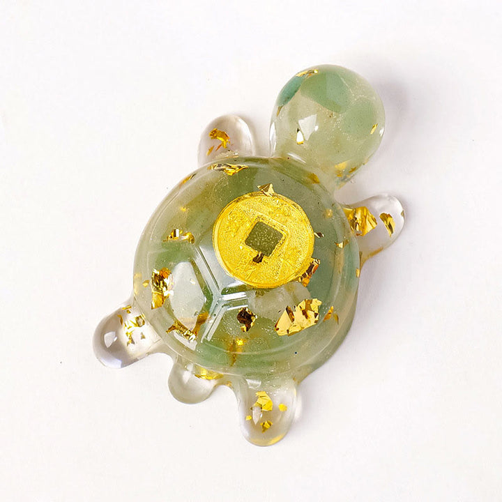 Buddha Stones Małe Różnorodne Kryształowe Zielone Awenturyny Ametystowe Żółwie Miedziane Monety Szczęście Dekoracja Domu - Zielony awenturyn 5*3cm - image 1