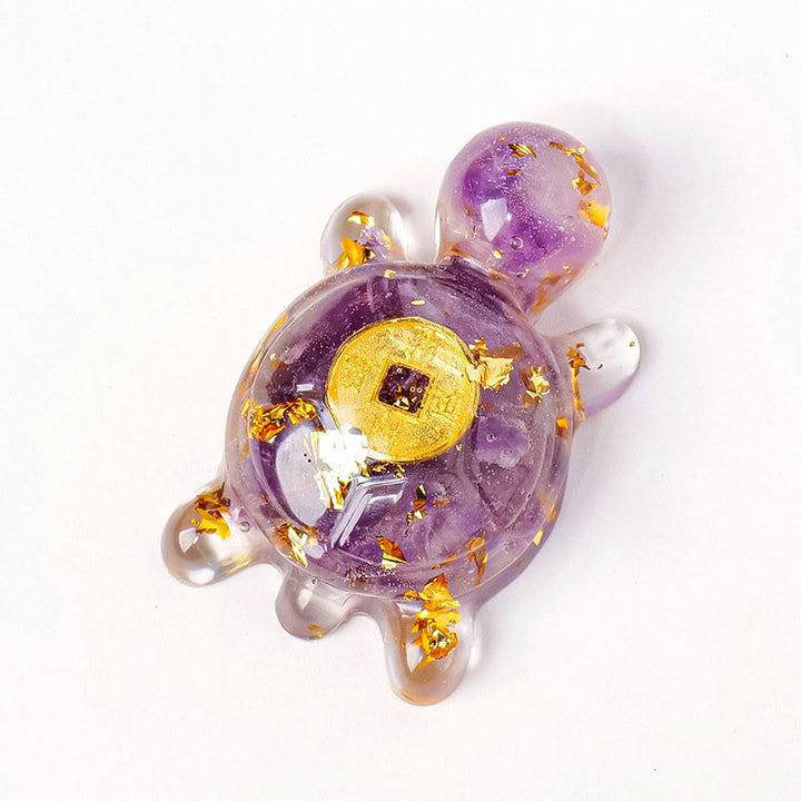 Buddha Stones Małe Różnorodne Kryształowe Zielone Awenturyny Ametystowe Żółwie Miedziane Monety Szczęście Dekoracja Domu - Ametyst 5*3cm - image 20